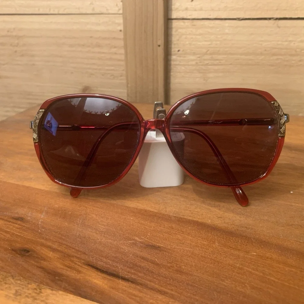 Vintage Woman's Tura MOD 344 Red & Gold 1980's Eyeglasses Frames Only Japan